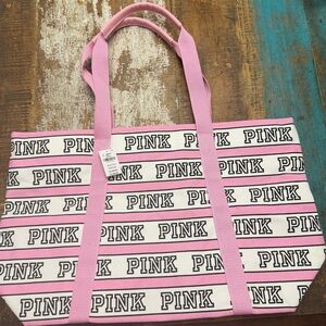 PINK Victoria's Secret Logo Stripe Tote